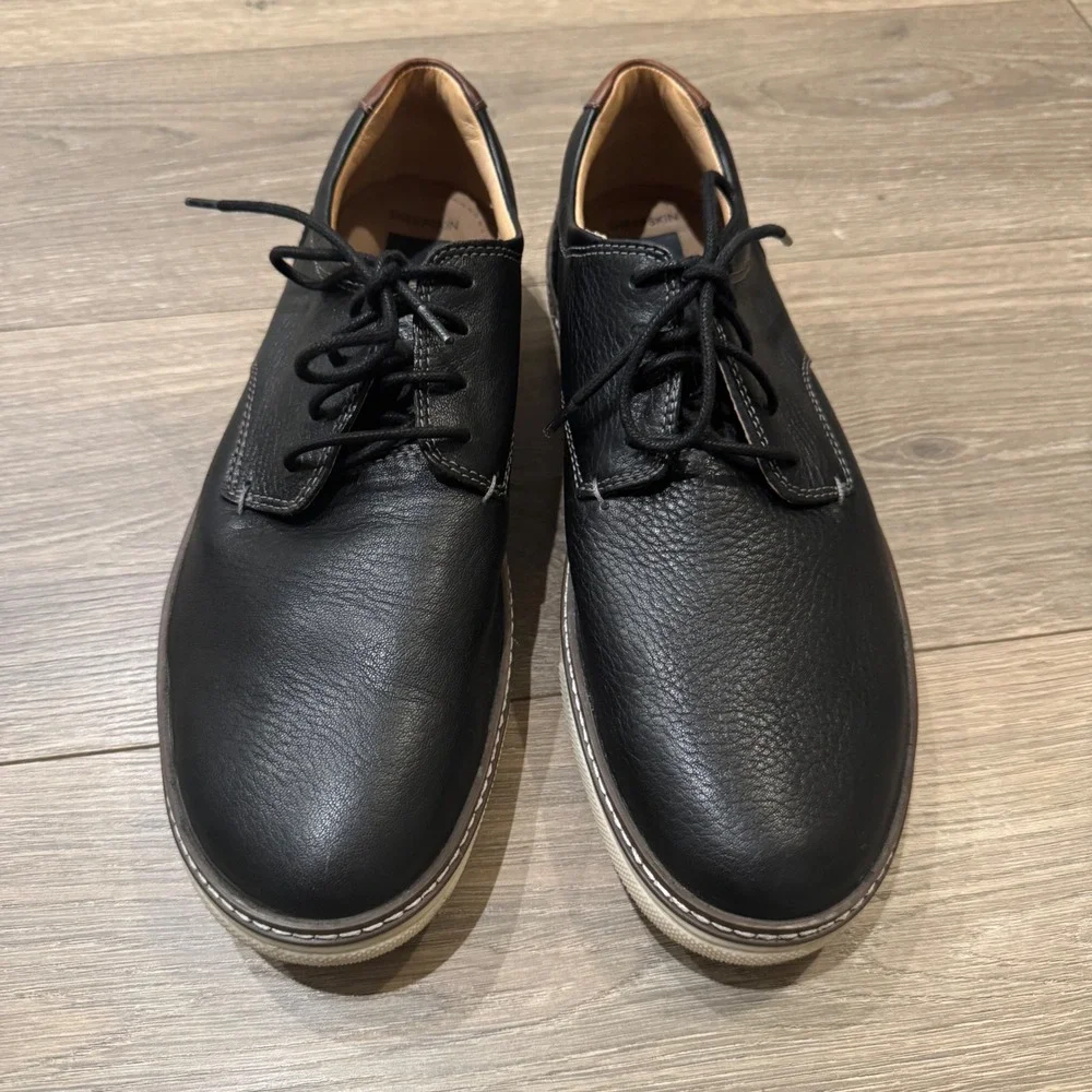 Johnston & Murphy McGuffey Black Sheepskin Leather Plain Toe Derby Shoes Men 10M